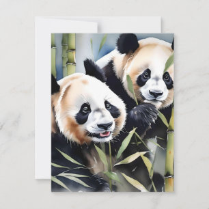 Tarjeta Festiva Panda Bear Study B - Acuarelas