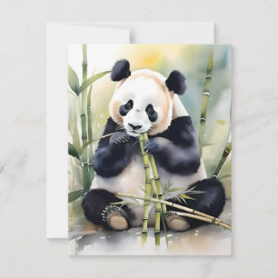Tarjeta Festiva Panda Bear Study D - Acuarelas