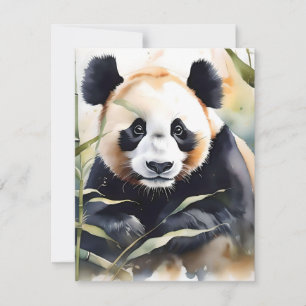 Tarjeta Festiva Panda Bear Study E - Acuarelas