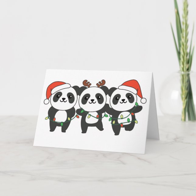 Tarjeta Festiva Panda Christmas Christmas Animals Cute Pandas Holi (Anverso)