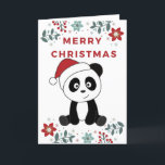 Tarjeta Festiva Panda Christmas Snow Winter Animals Pandas<br><div class="desc">The panda at Christmas with fairy lights. Funny animals with gifts and snow for the holidays. Also funny for christmas in July. Pandas are cute animals and perfect for Christmas.</div>