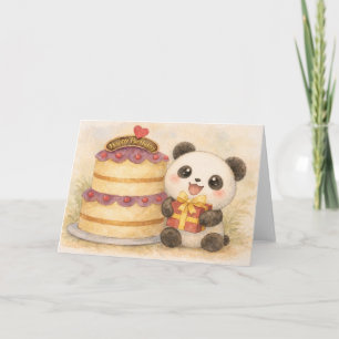 Tarjeta Festiva Panda de cumpleaños