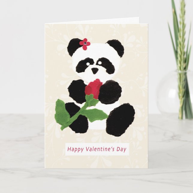 Tarjeta Festiva Panda del el día de San Valentín (Anverso)