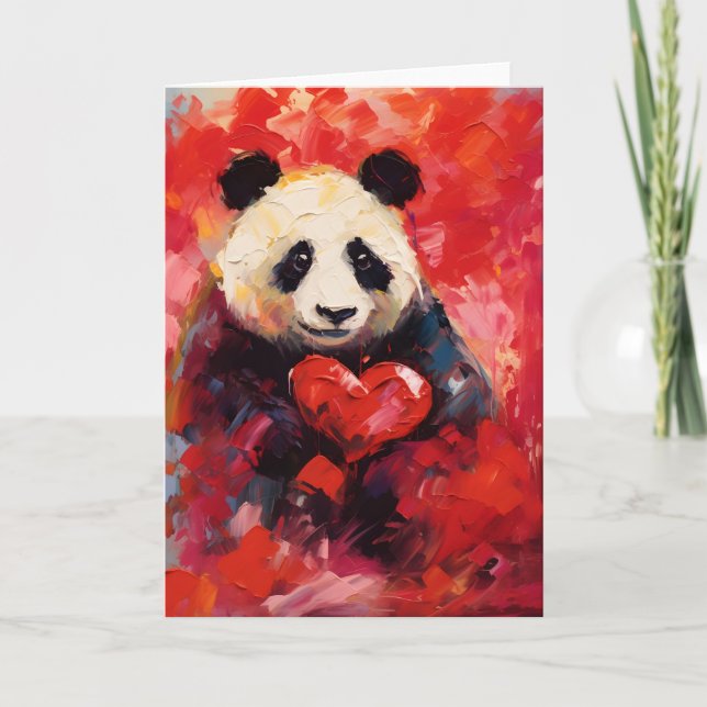 Tarjeta Festiva Panda Día de San Valentín (Anverso)
