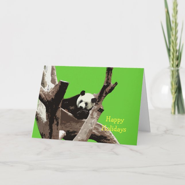 Tarjeta Festiva Panda gigante de Happy Holidays (Anverso)