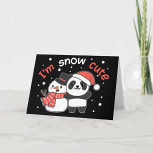 Tarjeta Festiva Panda I'm Snow Cute Snowman Snow Pun Holiday Card