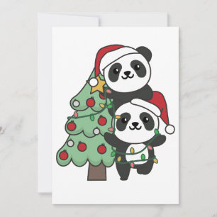 Tarjeta Festiva Panda Navidades navideños Animales Pandas