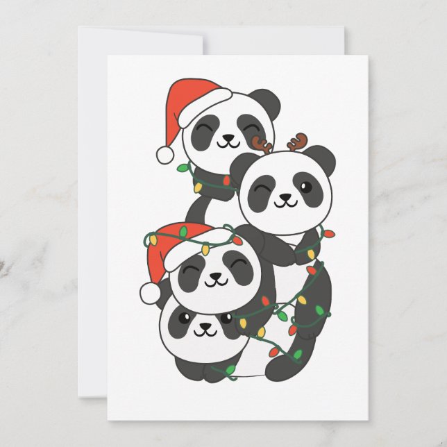Tarjeta Festiva Panda Navidades navideños Animales Pandas (Anverso)