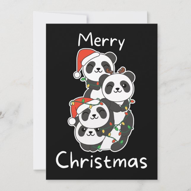 Tarjeta Festiva Panda Navidades navideños Animales Pandas (Anverso)