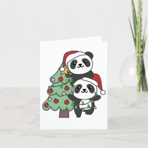 Tarjeta Festiva Panda Navidades navideños Animales Pandas
