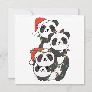 Tarjeta Festiva Panda Navidades navideños Animales Pandas Holi