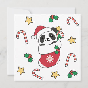 Tarjeta Festiva Panda Navidades Nieve Animales De Invierno Pandas