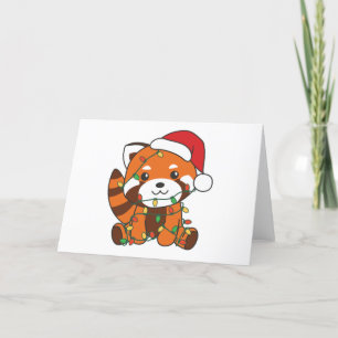 Tarjeta Festiva Panda Rojo Navidades Animales De Invierno Pandas R