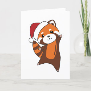 Tarjeta Festiva Panda Rojo Navidades Nieve Animales De Invierno Pa