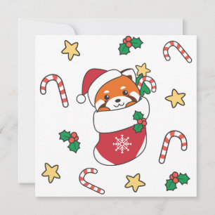 Tarjeta Festiva Panda Rojo Navidades Nieve Animales De Invierno Pa