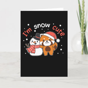 Tarjeta Festiva Panda Rojo Soy Nieve Cute Muñeco de Nieve Juego de