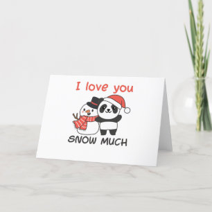 Tarjeta Festiva Panda Te Amo Mucho Muñeco de Nieve Juego de Palabr