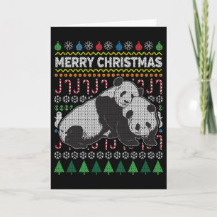 Tarjeta Festiva Pandas Navidades feos Sweater Wildlife Series