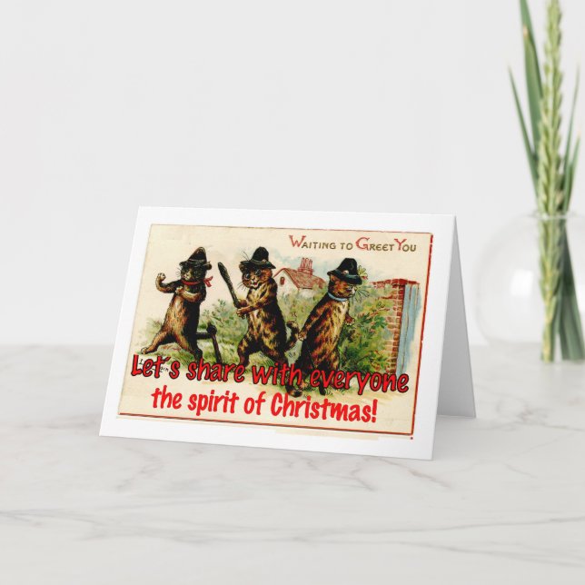 Tarjeta Festiva Pandilla de navidades gatos (Anverso)