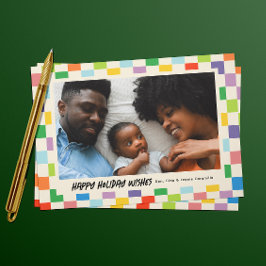 Tarjeta Festiva Panorama de tablero de ajedrez brillante en color