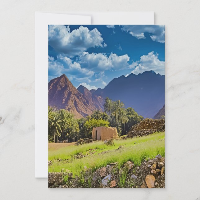 Tarjeta Festiva Panorama escénico de los Emiratos Árabes Unidos (Anverso)