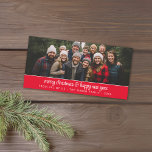 Tarjeta Festiva Panorámica de fotografía de gran familia - Minimal<br><div class="desc">Patrón rojo vintage en la parte posterior - Un saludo navideño simple y minimalista con un lugar para una foto de grupo grande o una foto panorámica. Diseño minimalista con caligrafía moderna.</div>