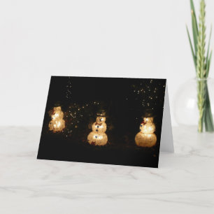 Tarjeta Festiva Pantalla de luz de vacaciones de Snowman