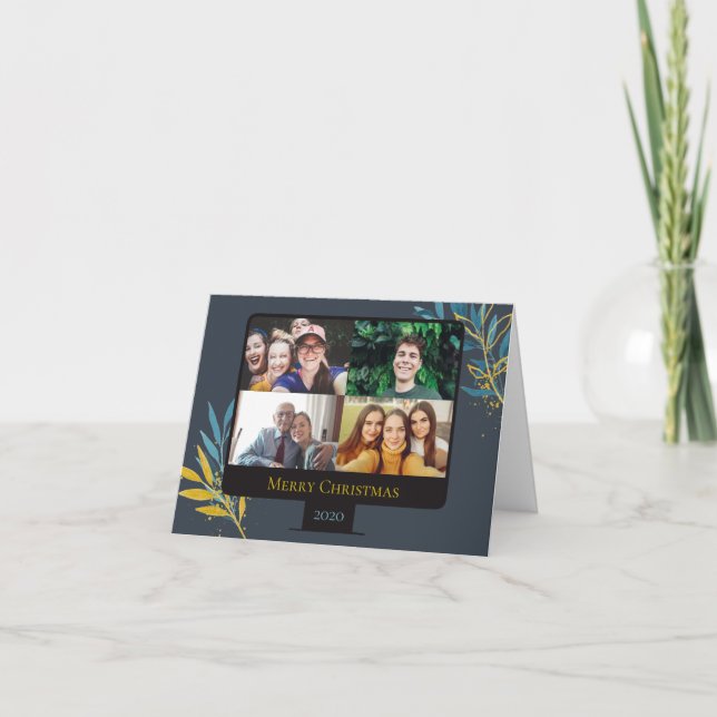 Tarjeta Festiva Pantalla de vídeo con zoom divertido con Navidades (Anverso)