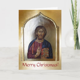 Tarjeta Festiva Pantocrator de Cristo - Icono de estilo bizantino