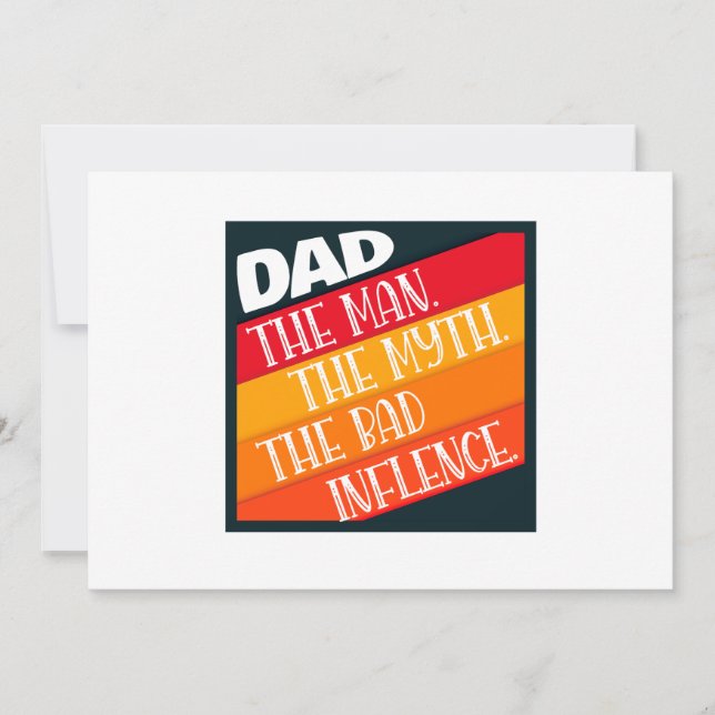 Tarjeta Festiva Papá El Hombre, La Leyenda, La Mala Influencia (Anverso)