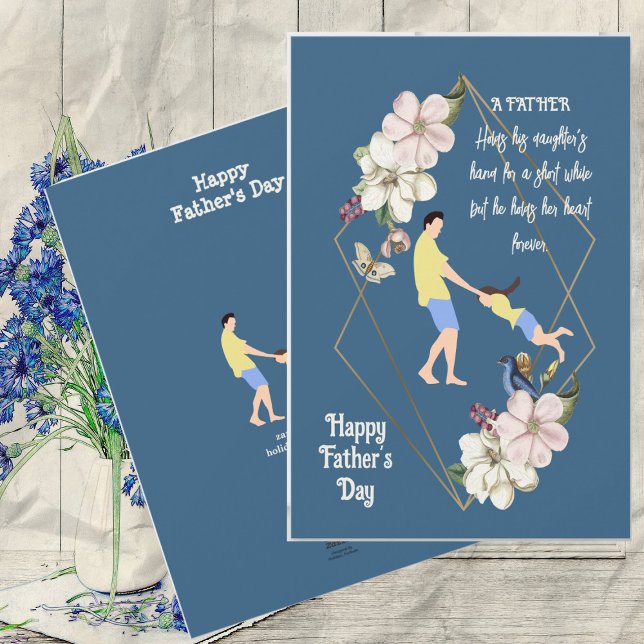 Tarjeta Festiva Papá Hija Bonding Happy Fathers Day Quita Flora (Subido por el creador)