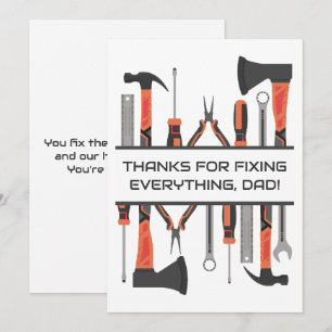 Tarjeta Festiva Papa Manitas, Herramientas, Día del Padre, Cumplea