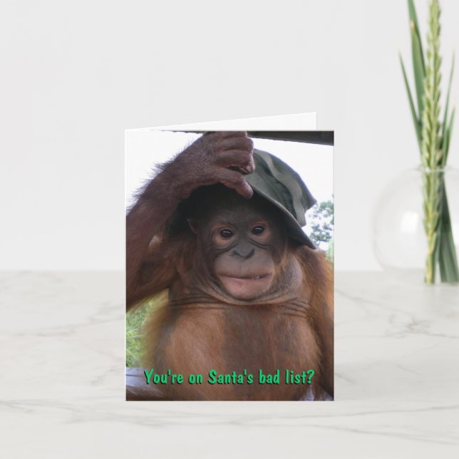 Tarjeta Festiva Papá Noel bromea travieso o Niza (Anverso)