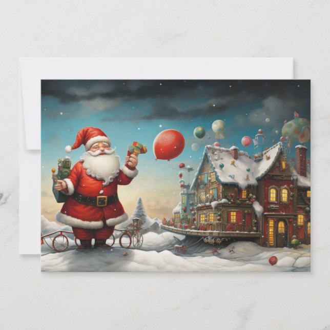 Tarjeta Festiva Papá Noel caprichoso 5 (Anverso)