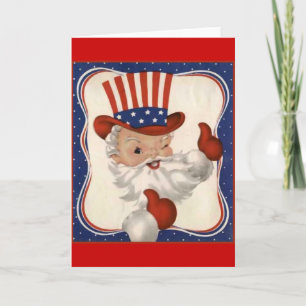Tarjeta Festiva Papá Noel como tío Sam
