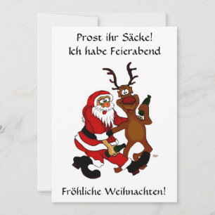 Tarjeta Festiva Papá noel con alce - Prost él sacos!