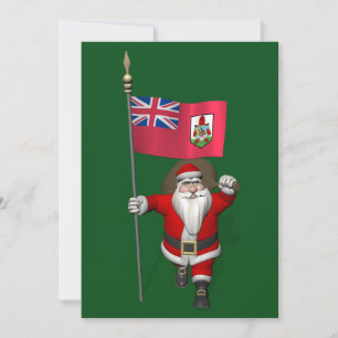 Tarjeta Festiva Papá Noel con insignia de Bermudas