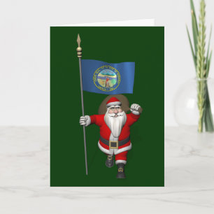 Tarjeta Festiva Papá Noel con insignia de Nebraska