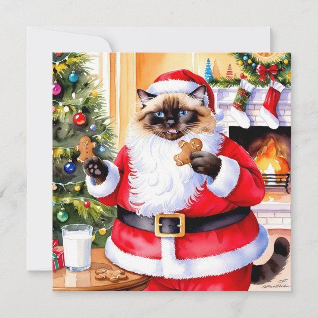 Tarjeta Festiva Papá Noel con pan de jengibre (Anverso)