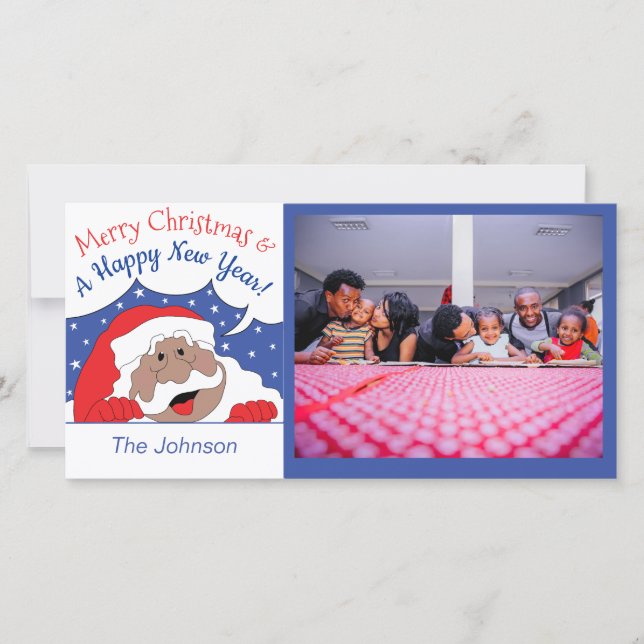 Tarjeta Festiva Papá Noel de Color Dice (Anverso)