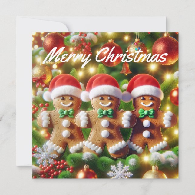 Tarjeta Festiva Papá Noel de jengibre (Anverso)