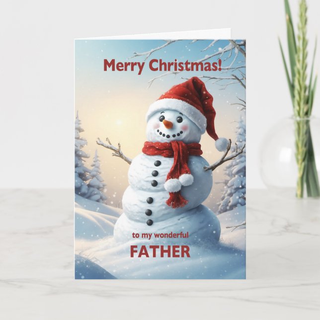 Tarjeta Festiva Papá Noel de nieve  (Anverso)