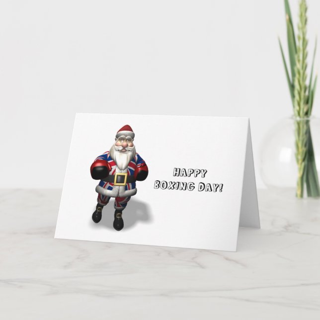 Tarjeta Festiva Papá Noel del Reino Unido en el día del boxeo (Anverso)