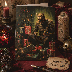 Tarjeta Festiva Papá Noel diablo Navidades espeluznantes de terror
