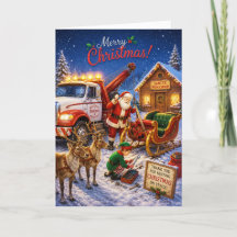 Papá Noel Divertido Chocó El Negocio De Camiones D