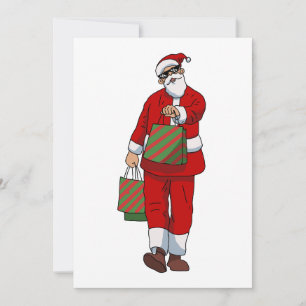 Tarjeta Festiva Papá Noel divertido de compras