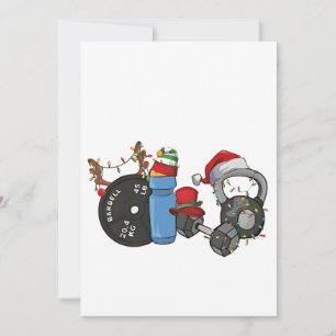 Tarjeta Festiva Papá Noel divertido levantando pesas Mancuernas Gi