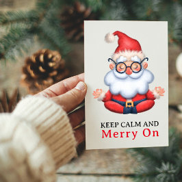 Tarjeta Festiva Papá Noel Divertido Meditar Mantén la Calma y la A