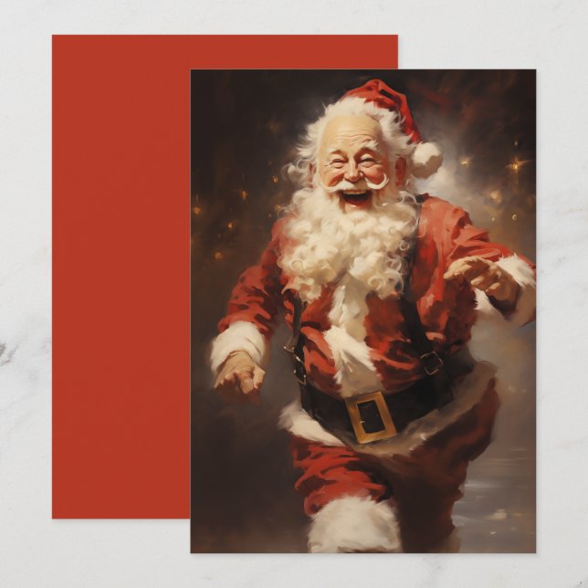 Tarjeta Festiva Papá Noel en carrera (Anverso / Reverso)