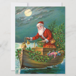 Tarjeta Festiva Papá Noel en el barco